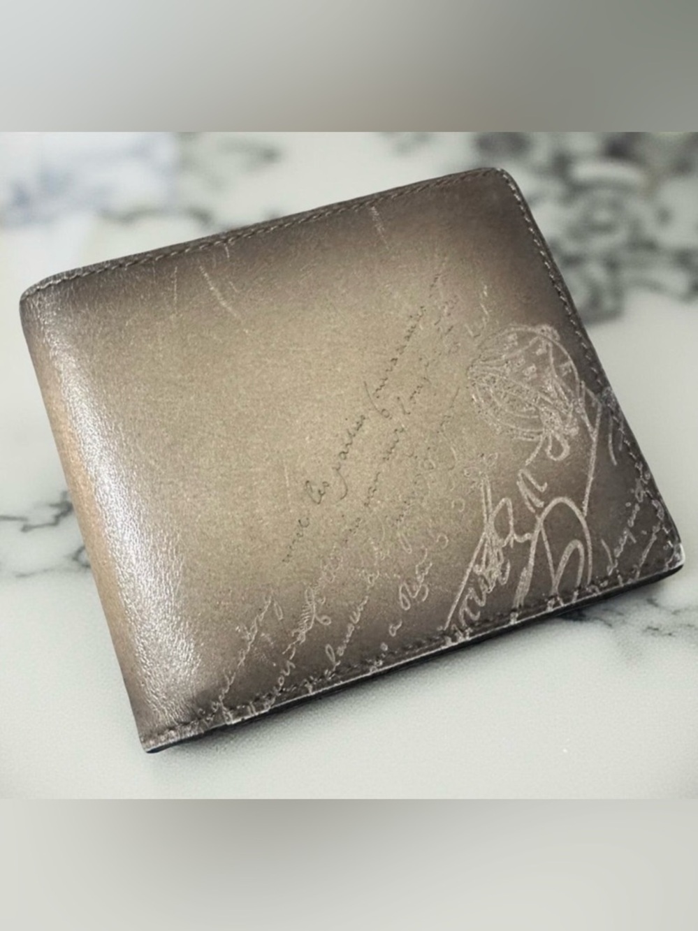 Berluti Quiet Lux *RARE*Calligraphy Scritto bi-fold wallet Venezia calf leather